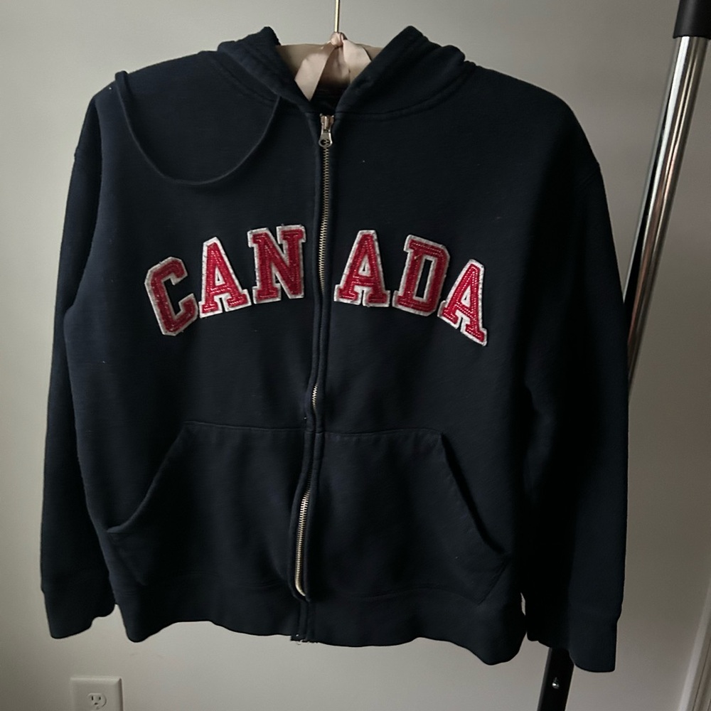 Black Canada Hoodie with Red Lettering
